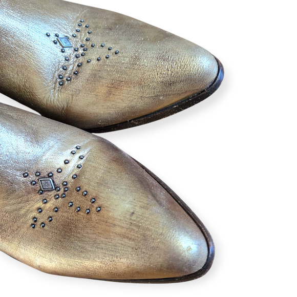 Old Gringo Gold Distressed Leather Studded Snake Skin Ankle Boots - Picture 6 of 9